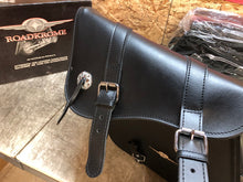 Load image into Gallery viewer, LEATHER SADDLEBAGS PAIR SADDLE BAG PANNIER SIDE CASE ROADKROME RIGID LEATHERTEK